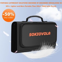 SOKIOVOLA 100W Portable Foldable Solar Panel 20V Portable Solar Charger with …