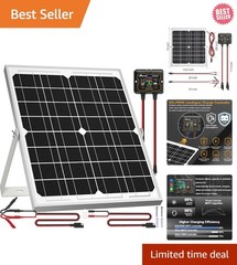 20W Waterproof Solar Panel Kit with Smart MPPT Controller & Adjustable Bracket