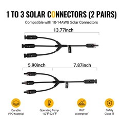 Conectores de derivación solar en Y Conectores paralelos para paneles solares.
