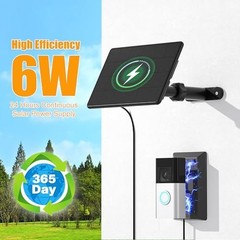 Solar Charger for Video Doorbell 3/4, Waterproof 6W Panel, Adjustable Mount, 10f