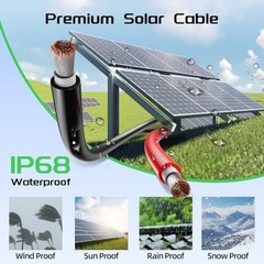 Solar Panel Wire 10 AWG 50ft Black Red Extension Cable PV Tinned Copper UV