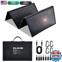 VLAIAN 60W Portable Foldable Solar Panel USB-A USB-C IP67 Waterproof