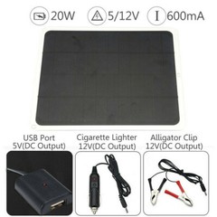 20W Solar Panel 12V Trickle Charge Battery Charger Maintainer Marine RV Car T-IT