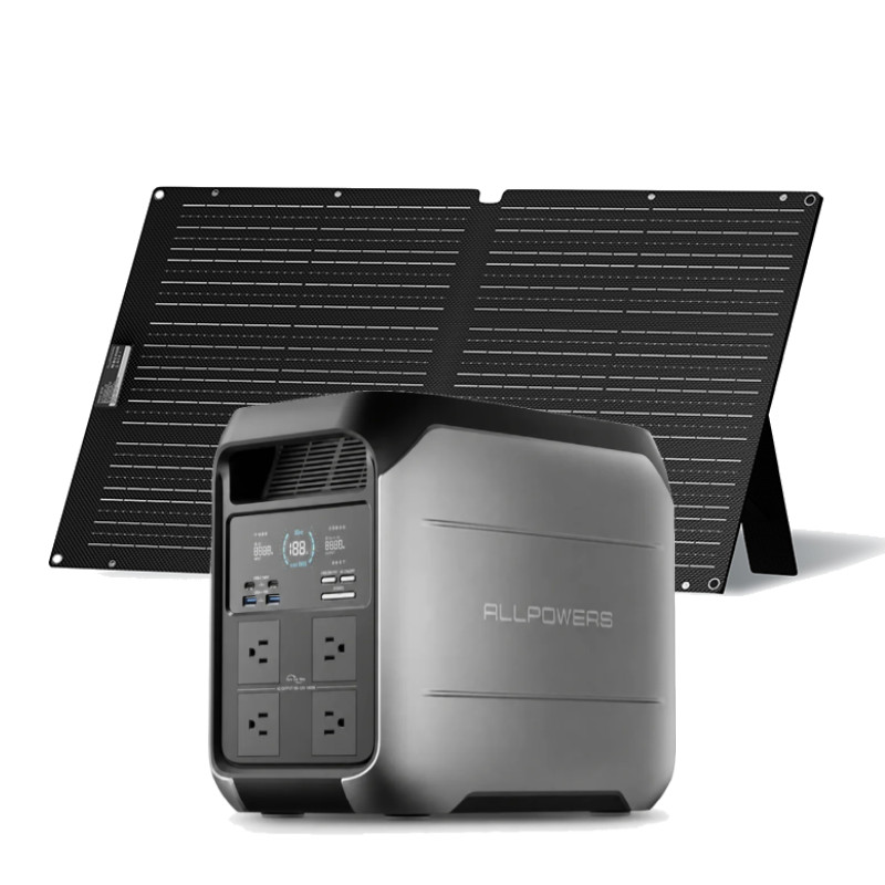 ALLPOWERS 1800W Portable Solar Generator AC UPS Power Station + 100W Solar Panel