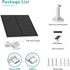 Solar Panel for Security Camera, 5W USB Solar Panel Compatible with Rechargea…