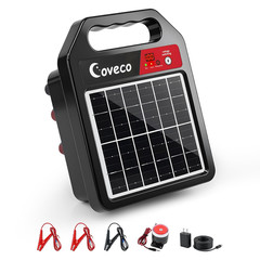 3In1 20Miles Solar Electric Fence Charger (0.13J-0.33J) with Dual Smart Alarm, A
