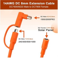 50FT Solar Panel Extension Cable – DC7909 to DC8020 Adapter