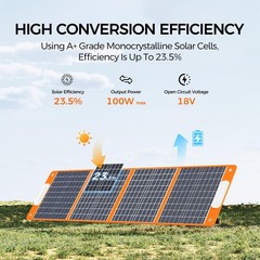 Flashfish 100W 18v Foldable Solar Panel, High-Efficiency Solar Charger with D…