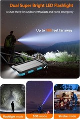 38800mAh Solar Power Bank, USB-C Fast Charge, 2 LED Flashlights
