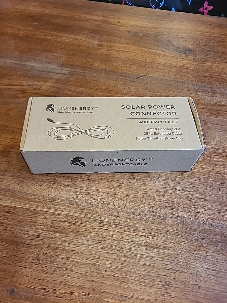 Lion Energy 25 ft Solar Power Connector Anderson Cable 25a Capacity Nylon Sheath