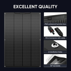 12V 300W Flexible Solar Panel Mono Portable Power Camping Home RV Battery Charge