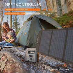 150W Solar-Powered Portable Battery Bank with LED Light for Camping Emergencies