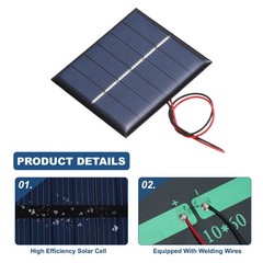 2Pcs 3V 0.33W 110mA Mini Solar Panels with Cable