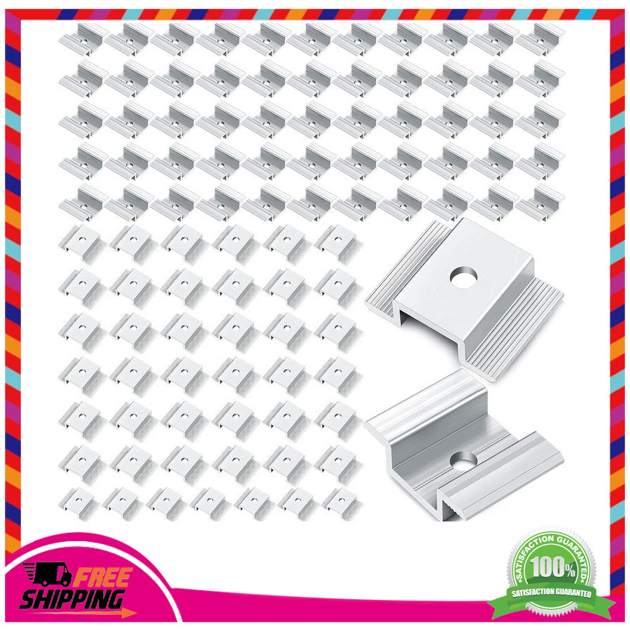 100x Solar Panel Mid Clamps 27mm Aluminum Brackets for Solar Mounting System