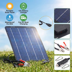 30W Solar Panel 12V Trickle Charger Battery Charger Kit Maintainer Boat Car RV