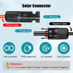10 AWG Solar Extension Cable 200FT Black + 200FT Red, 10 Gauge Solar Panel Wire
