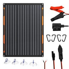 20W 12V Solar Panel Trickle Charger Kit | Built-in Controller, Clips, O-Rings, O
