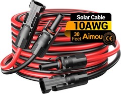 30FT 10AWG Solar Extension Cable, 10 Gauge Solar Panel Wire with Female and Male