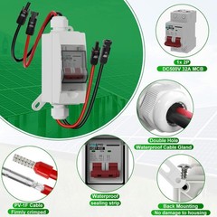 DC Solar Panel Disconnect Switch 32 Amp 500V Miniature Circuit Breaker with Plug