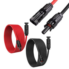 50ft Black +50ft Red 10AWG Solar Panel Extension Cable Flexible Wire Connectors