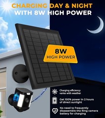 Panel solar de 8 W para cámara Ring, paquete de 2 cargadores solares compatibles