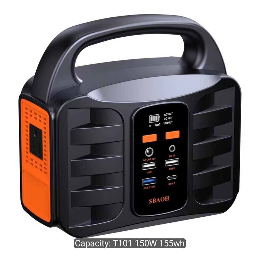 SBAOH PORTABLE POWER STATION, 150W 155wh POWER SUPPLY 110V AC OUTLET/FAST