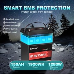 12V 150Ah Max LiFePO4 Lithium Battery 100A BMS Deep Cycle for RV Backup Power