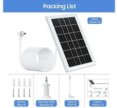 2 Pack Solar Panel Charger for Ring Security Camera 5 W 10 Ft Cord 5 in Panel ￼