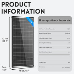 2 PACK 100W Bifacial Solar Panel N-Type Mono 18BB 18V