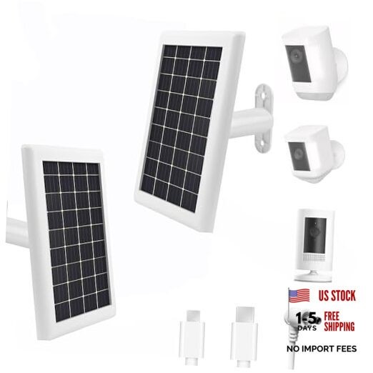 Solar Panel Charger for Ring Camera Battery,Compatible with Ring 1 White