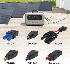 KNMIPJD 6-in-1 Solar Panel Connector Cable Kit, 14AWG Heavy-Duty 5FT, Black