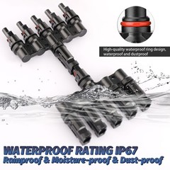 1 Pair Solar Panel Connector T Branch Cable Splitter 1 Female to 5 Male Parallel