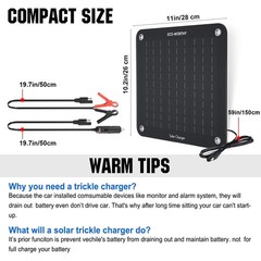ECO-WORTHY 10W Solar Car Battery Charger Maintainer 12V Waterproof Portable S…