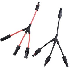 2Pcs Y Branch Solar Connector 30A 1000V PV Panel Cable Wire Parallel Adapter