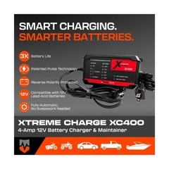 XC400 Xtreme Charge 4 AMP Smart Battery Charger Maintainer, Trickle Charger |…