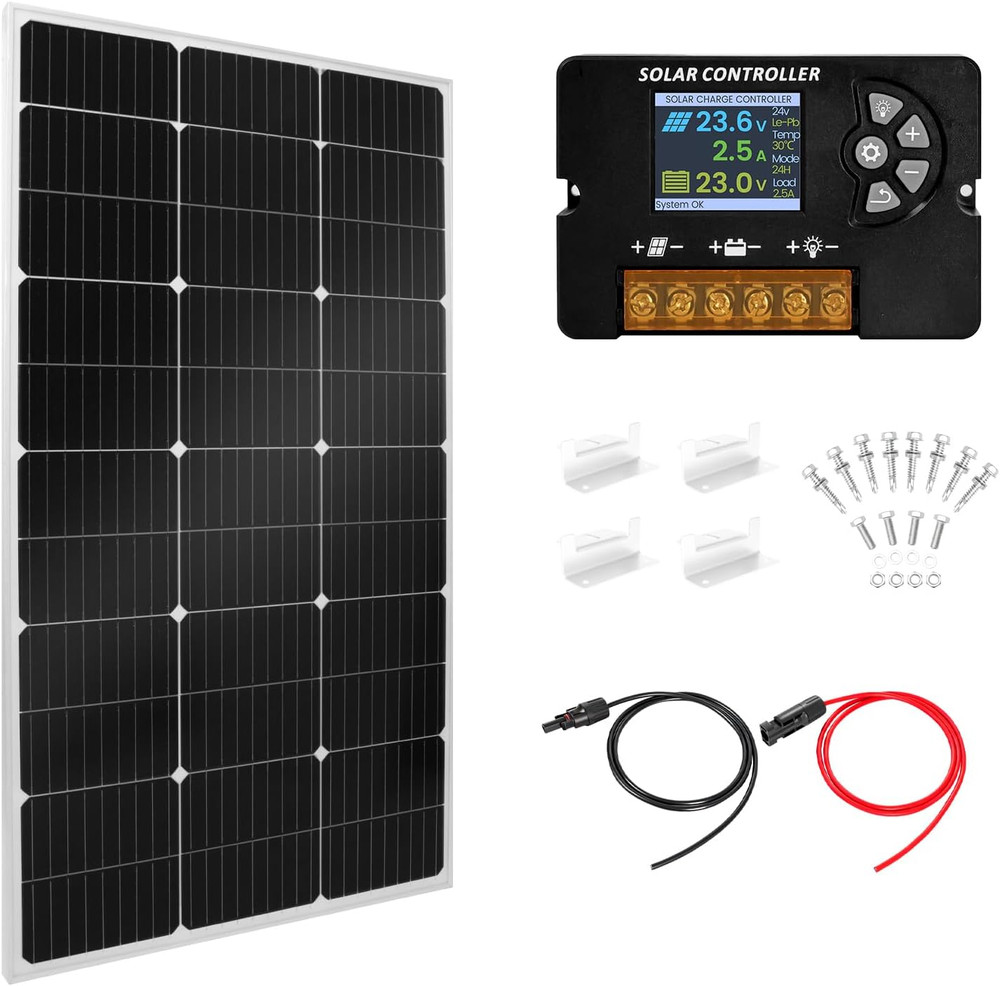 100W Monocrystalline Solar Panel Kit with 30A Controller for Off-Grid Use