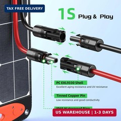 10 Feet Solar to XT60 Extension Cable, 12AWG Solar Panel Connector to XT60 Charg