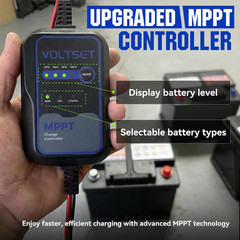 Voltset 12V Solar Battery Charger with LCD Voltage Tester – 20W Solar Trickle Ch