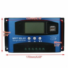 Solar Panel Regulator MPPT Dual USB 12V-24V Auto Focus Charge Controller 30A UE