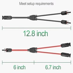 2Pcs Y Branch Solar Connector 30A 1000V PV Panel Cable Wire Parallel Adapter