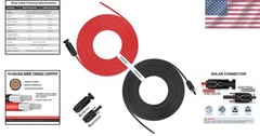 50ft 10 AWG Solar Panel Extension Cable – Weatherproof, Heat Resistant