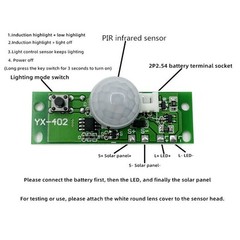 Infrared Motion Detection Solar Light Circuit Board for Gardens and Pathways