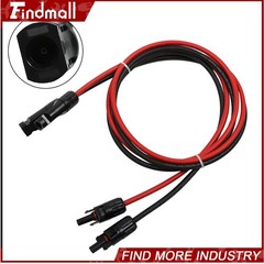 Findmall 1 Pair 5ft 10AWG Black + Red Solar Panel Extension Cable Wire Connector