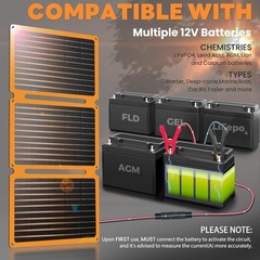 30W 12V Waterproof Solar Charger & Battery Maintainer for Outdoor Adventures