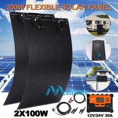 200W Mono Flexible Solar Panel w/ 30A Battery Charge Controller Camping Home RV