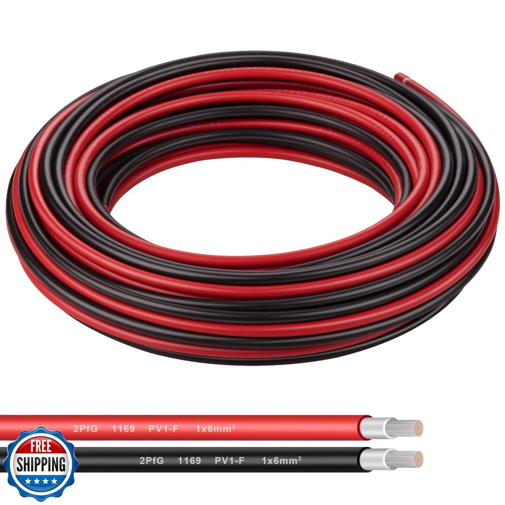 Shirbly 10AWG (6mm²) Tinned Copper PV Extension Cable – Solar Panel Connectio