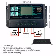 Solar Controller Solar Panel Battery Regulator Dual USB Solar Controller Output