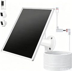 Solar Panel for Ring Camera, 6W Solar Charger with USB-C & Barrel Plug for Ring