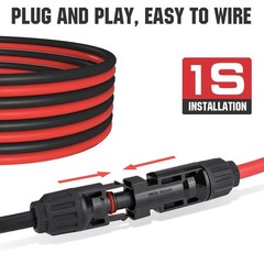 Solar Extension Cable 10AWG 20FT DC Waterproof Tinned Copper For Solar Panels