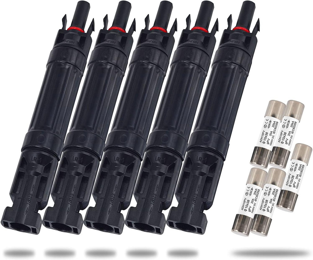 5 portafusibles solar 30A conector macho hembra panel controlador IP67 protecion
